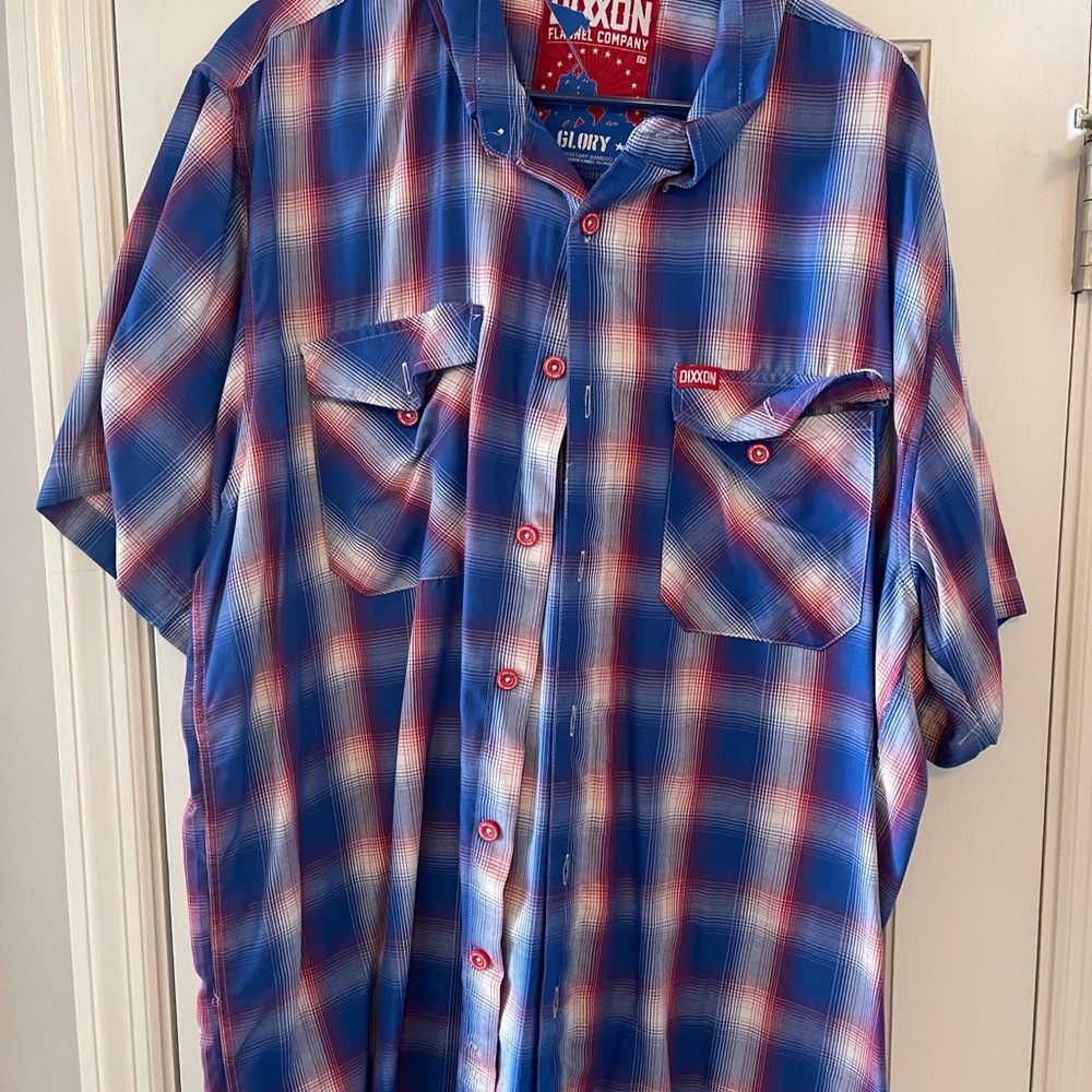DIXXON Men's Vibrant Blue and Red Plaid Shirt